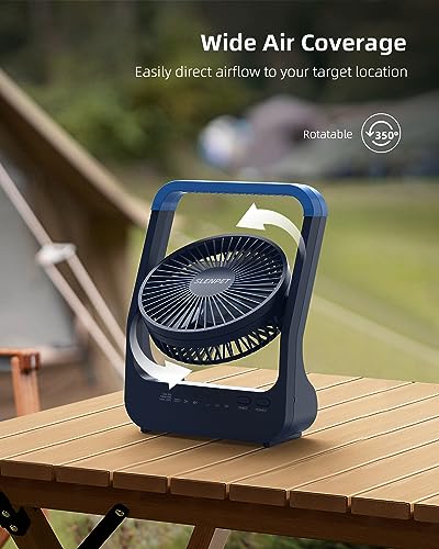 SLENPET 20000mAh Rechargeable Portable Clip on Fan with Light & Hook R310107