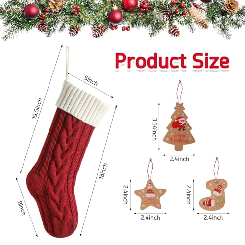 Bone Shaped Dog Christmas Stockings 3 Pack Cable Knit with Name Tag X7669
