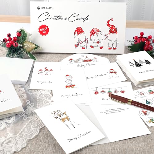 Christmas Cards - Pack of 24, 6 Assorted Designs with Envelopes, 4" x 6" Q573015