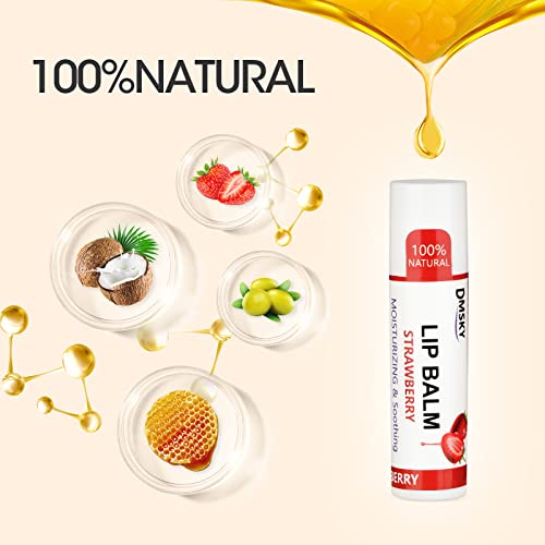 DMSKY Natural Lip Balm Bulk 36 Pack with Vitamin E and Coconut Oil, 12 Flavors L77674