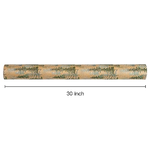 RUSPEPA Christmas Wrapping Paper Jumbo Roll Kraft Paper, Christmas Tree Design, 30 in x 100 ft U53088