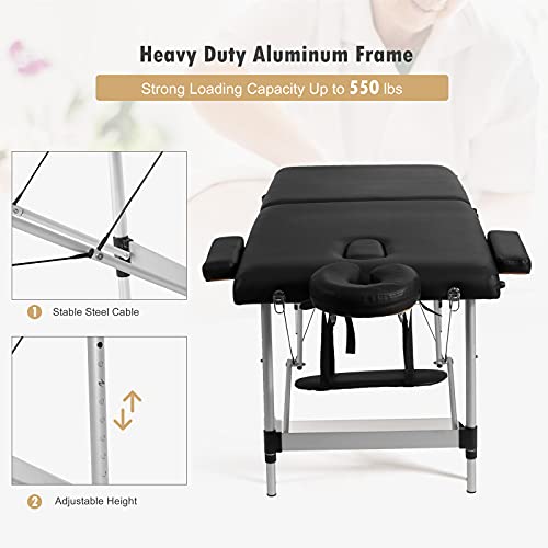 Giantex 84" Portable Massage Table with Face Cradle & Carry Case K306363