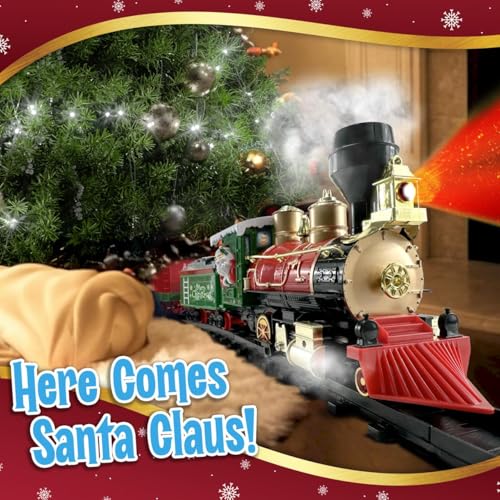 Christmas Train Set with Lights, Music, Sounds and Steam for Kids Ages 3+ E3791
