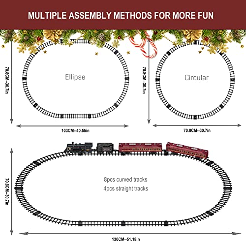 Electric Train Set for Kids with Steam Locomotive, Light & Sounds S601002