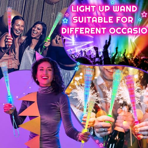 Kasyat 10 Pieces LED Fiber Optic Glow Wands for Party Favors P397