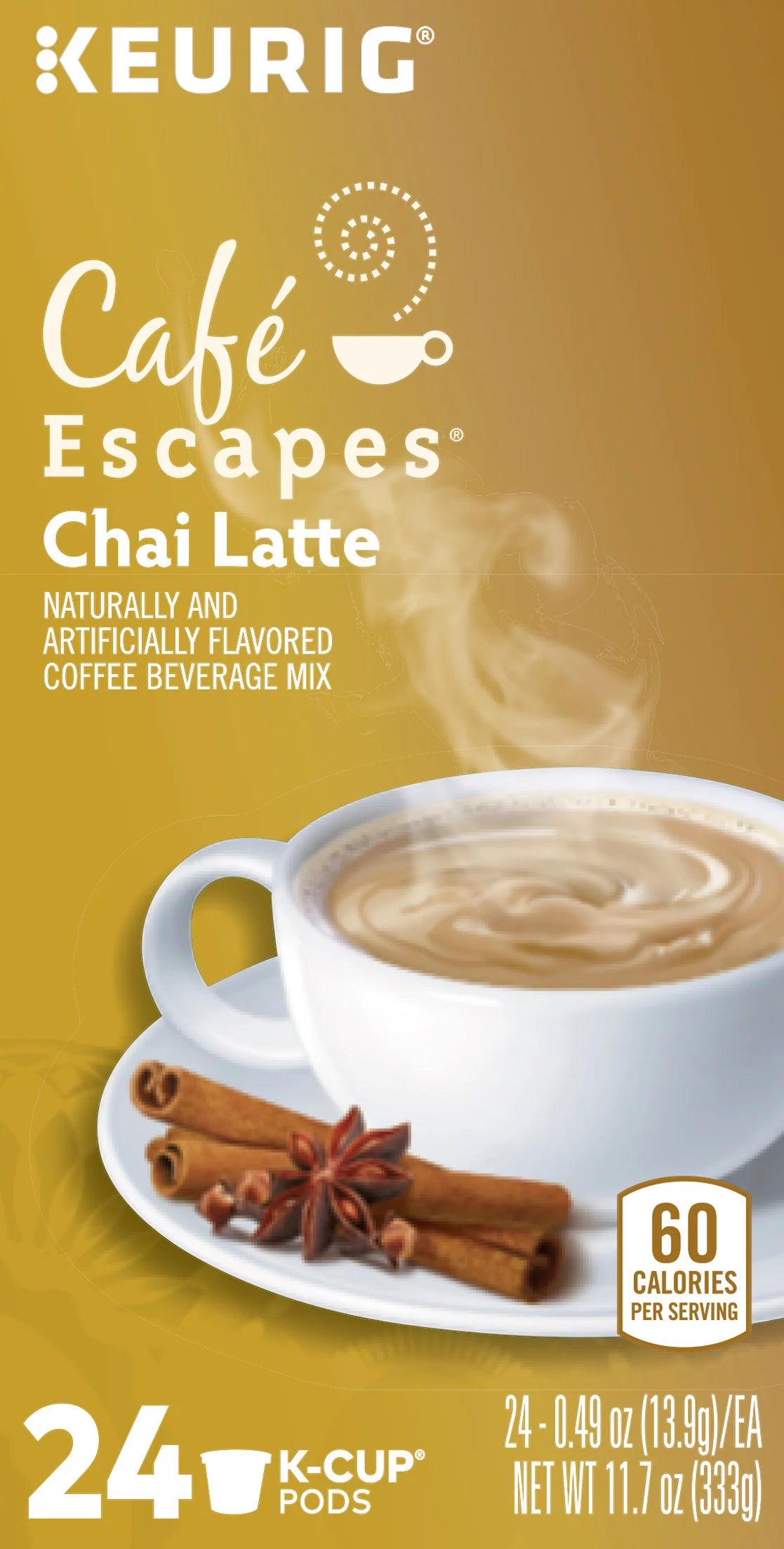 Keurig Kcup Cafe Escape Chai Latte 24ct I3827