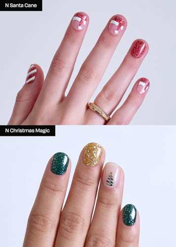ohora Semi Cured Gel Nail Strips Red Chrome & Joy Christmas Set V6536