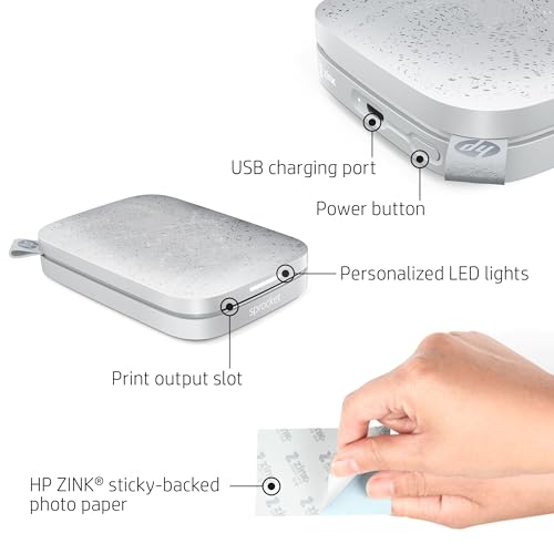 HP Sprocket Portable 2x3 Instant Photo Printer (Luna Pearl) A89391