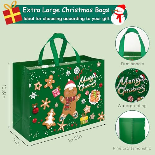 24 Pack Christmas Gift Bags Assorted Sizes Reusable Non-Woven Tote Z5851
