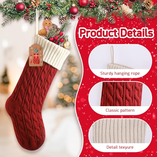 Bone Shaped Dog Christmas Stockings 3 Pack Cable Knit with Name Tag X7669