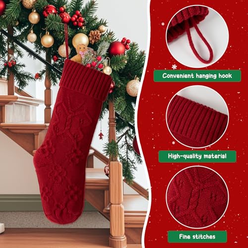 Bone Shaped Dog Christmas Stockings 3 Pack Cable Knit with Name Tag X7669