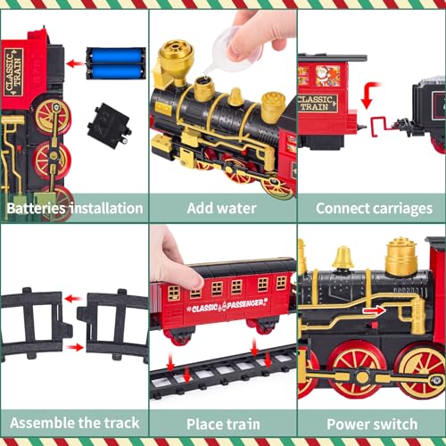 Letapapa Train Set with Steam Locomotive, Tracks, Lights & Sound for Kids A3170