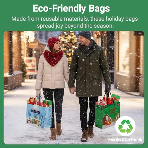 habgp 20 Pack Christmas Gift Bags Assorted Sizes with Handle, Reusable Tote K88379