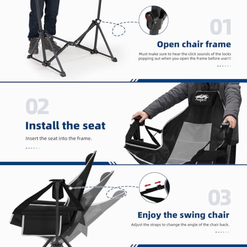 Portable Hammock Camping Chair with Adjustable Back, Supports 330lbs N68621
