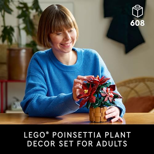 LEGO Icons Poinsettia Building Set for Adults, Artificial Flowers for Christmas Table Decoration N665