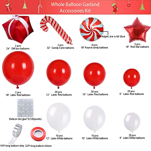 Bonropin Christmas Balloon Garland Arch Kit with Red White Candy Gift Box Star Balloons T858296