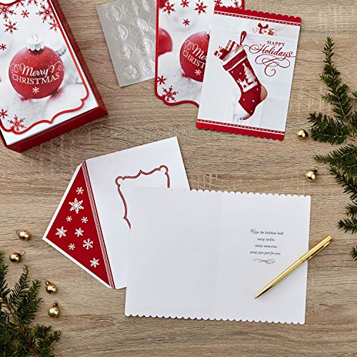 Hallmark Christmas Boxed Card Assortment with Ornament and Stocking, 40 Cards with Envelopes W749