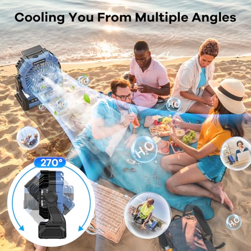 Portable Misting Fan with RGB Lantern, 30000 mAh Rechargeable Camping Fan I36923