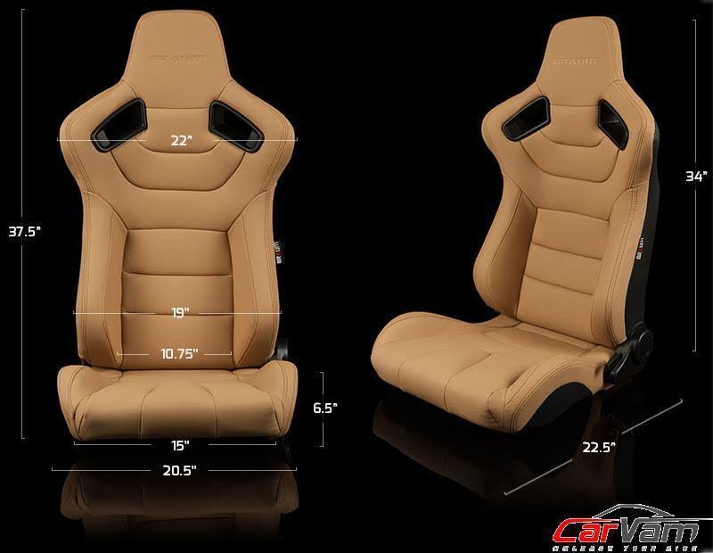 Braum Elite Series Beige Leatherette Racing Seats Pair I45836