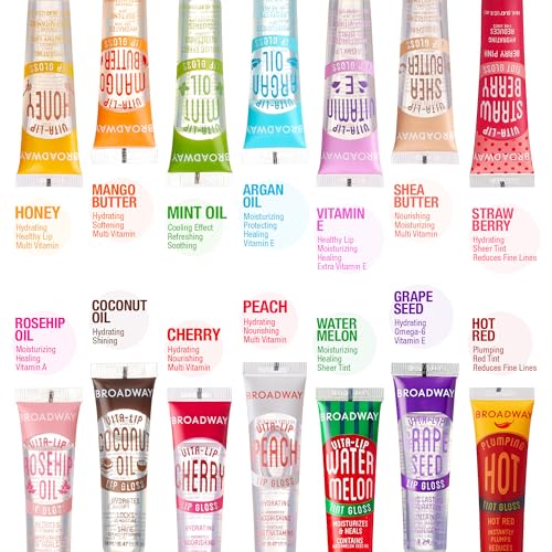 Ruby Kisses Broadway Vita-Lip Clear Lip Gloss 8 Pack, Ultra-Hydrating with Vitamins T1692