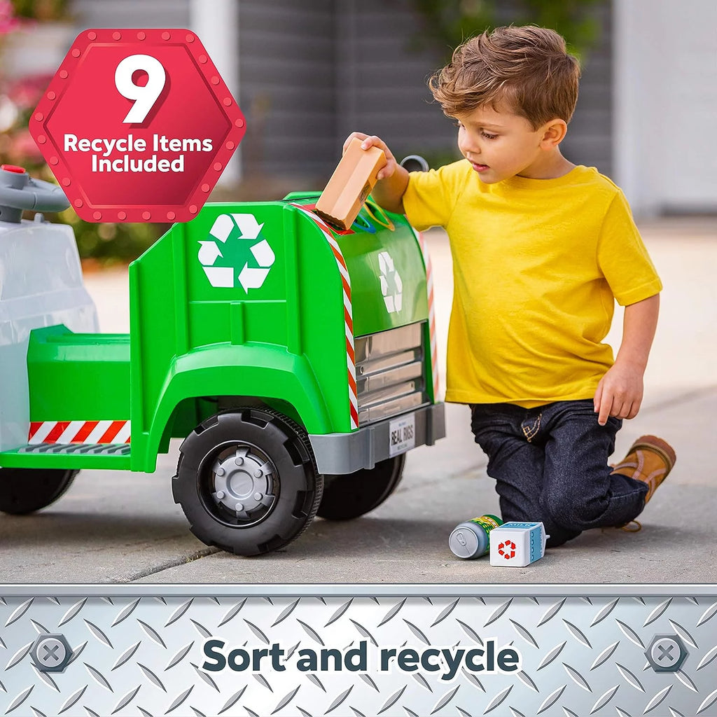 Kid Trax Real Rigs Toddler Recycling Truck Ride On Toy, 6V Battery, Ages 1.5-4 H3342