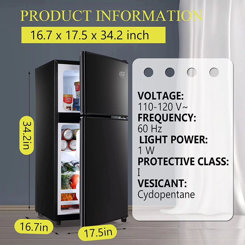 GGTB 3.2 Cu ft Two Door Mini Fridge with Freezer, Black Y16857
