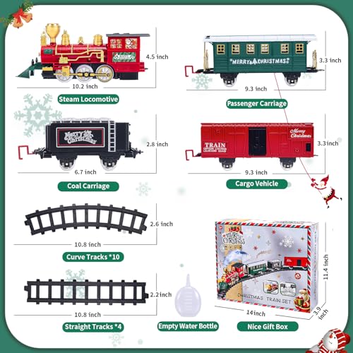 Letapapa Train Set with Steam Locomotive, Tracks, Lights & Sound for Kids A3170