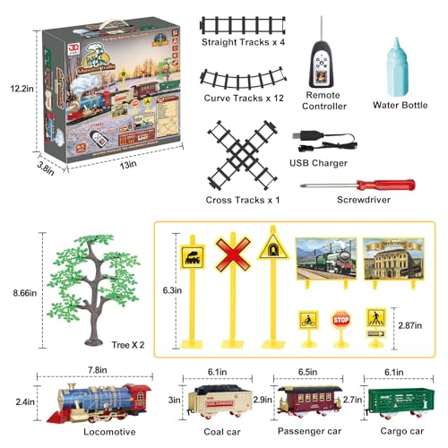 JUQU Christmas Train Set for Kids Ages 3-8 with Remote Control, Lights & Sounds X829788