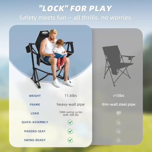 Portable Hammock Camping Chair with Adjustable Back, Supports 330lbs N68621