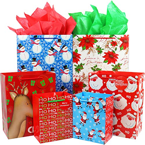 FZOPO Christmas Gift Bags Bulk Set with Handles Assorted Sizes W231