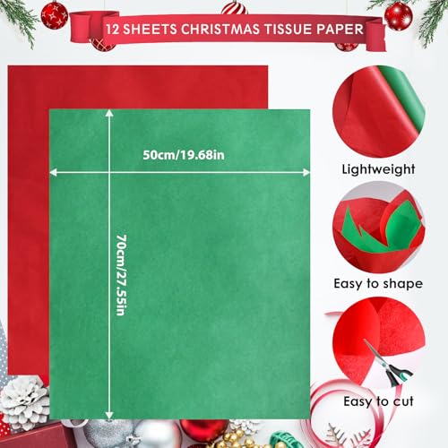 AhfuLife 12 PCS Reusable Christmas Gift Bags with Handles, Assorted Sizes J39716
