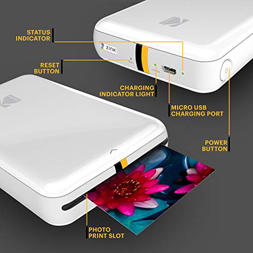 KODAK Step Instant Smartphone Photo Printer - Portable Wireless Zink 2x3" - White G38776