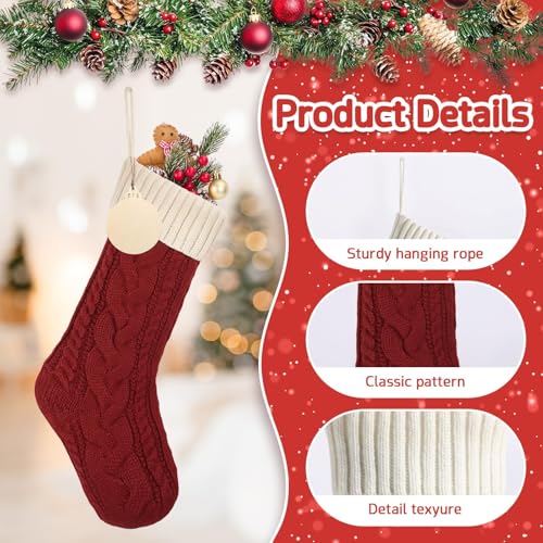 Bone Shaped Dog Christmas Stockings 3 Pack Cable Knit with Name Tag X7669