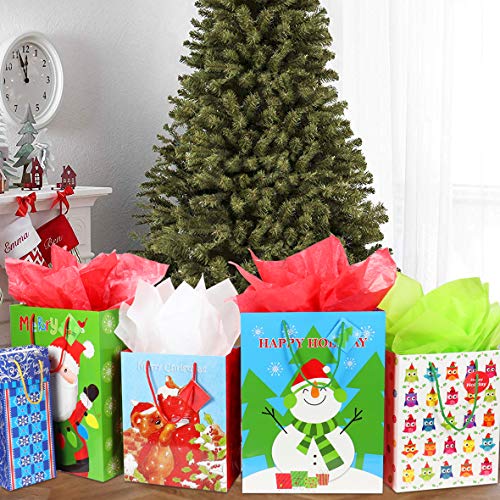 FZOPO Christmas Gift Bags Bulk Set with Handles Assorted Sizes W231