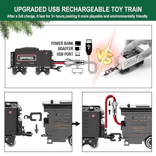 Electric Train Set for Kids with Steam Locomotive, Light & Sounds S601002