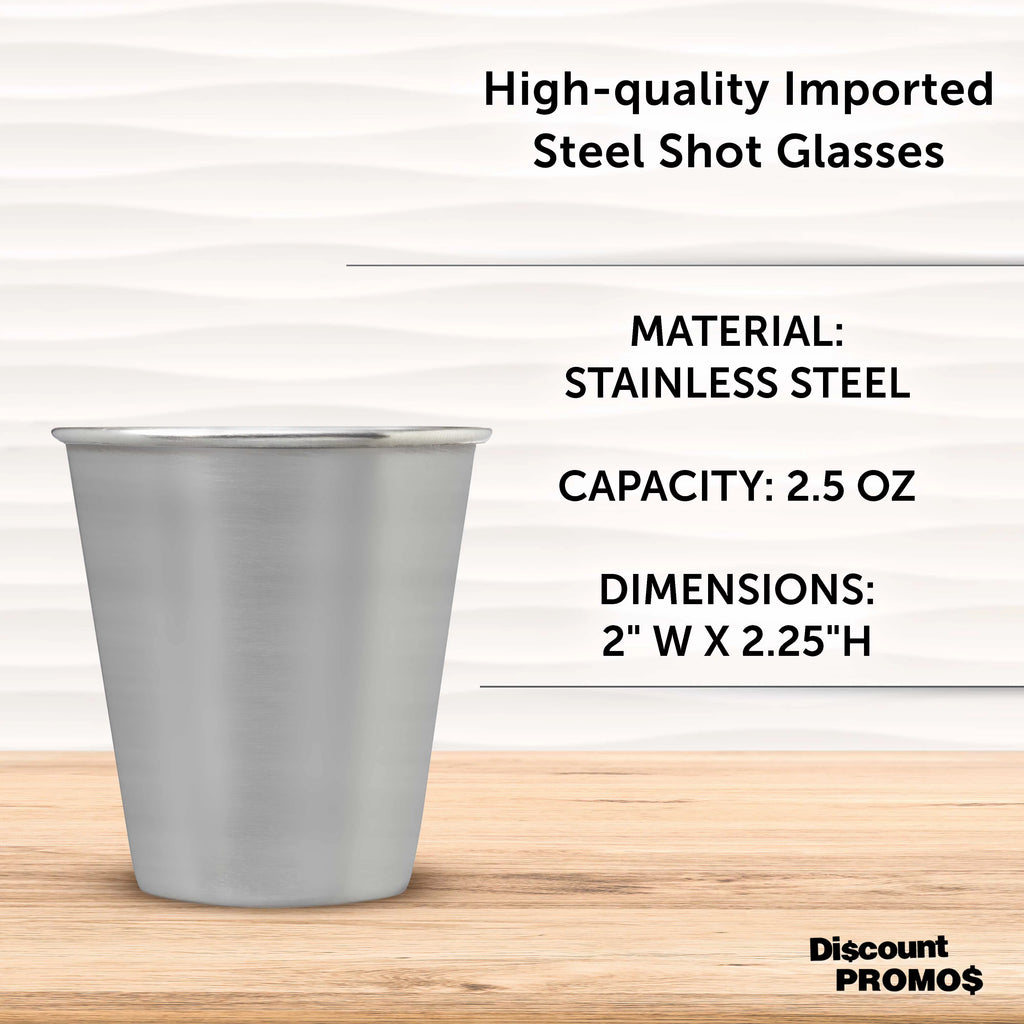 Metal Shot Glasses 2.5 oz Set of 10 Stainless Steel G7125