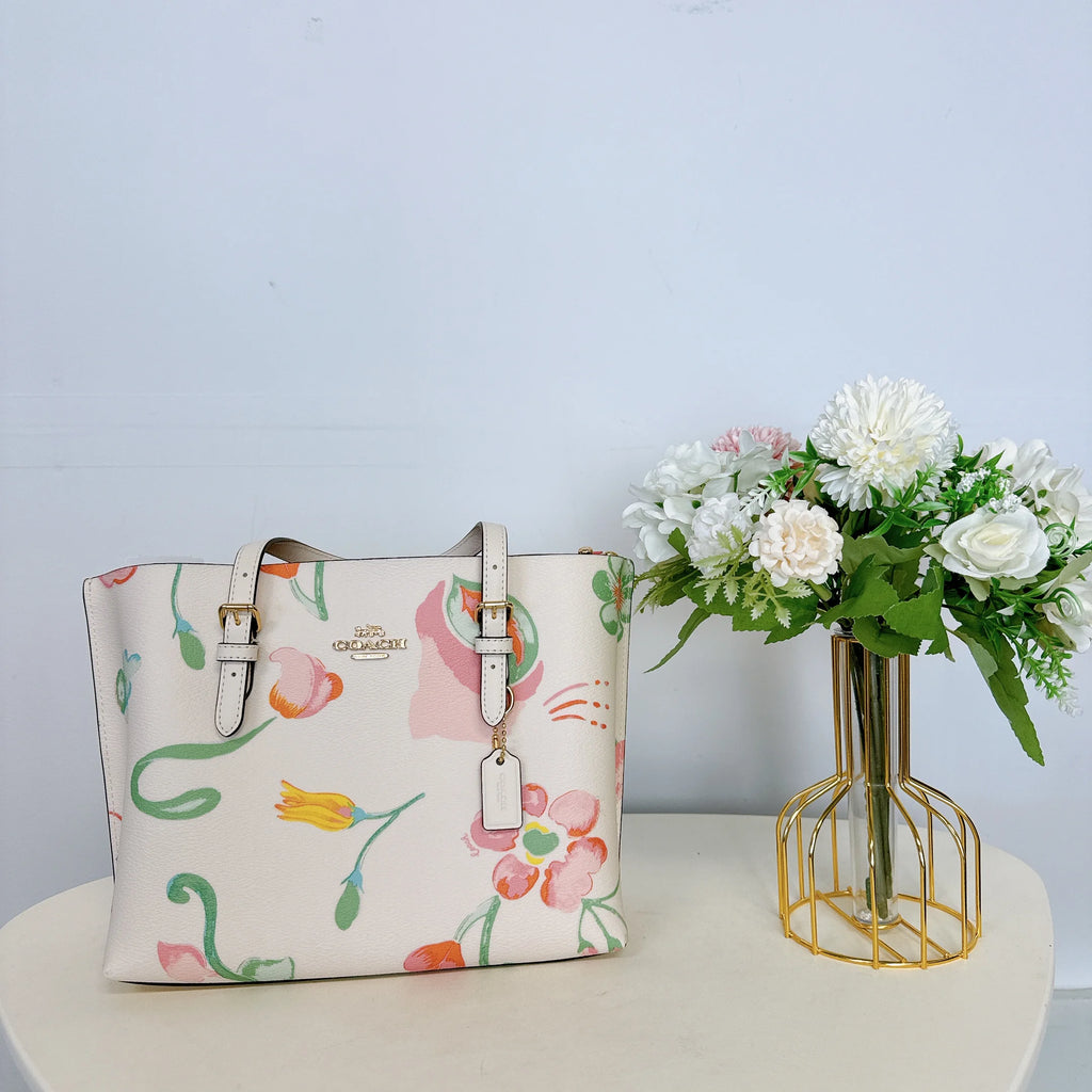 Coach Mollie Tote 25 Floral Print Chalk Multi J4951