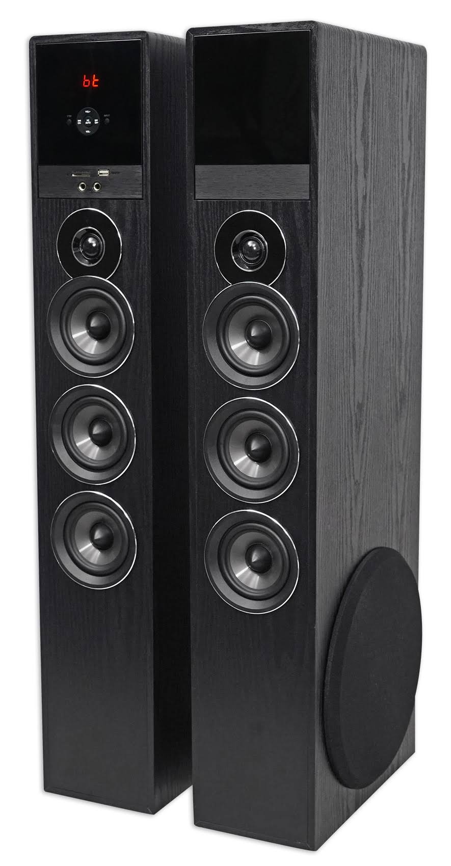 Rockville TM150B Black Tower Speakers with 10x22 Sub, Bluetooth, USB Z529034