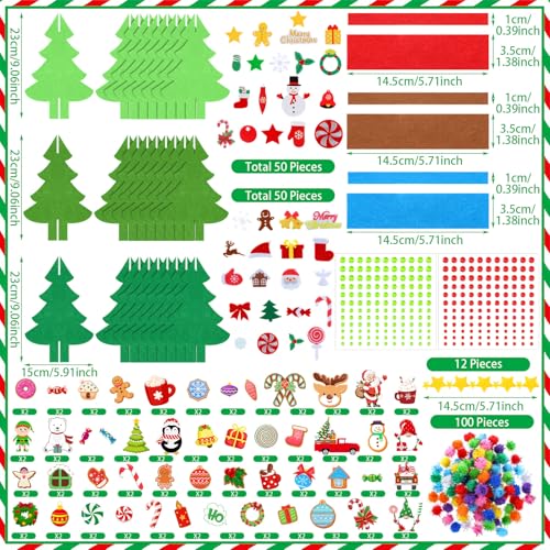 408 Pcs Christmas Tree DIY Felt Craft Kits with Holiday Decorations C837979