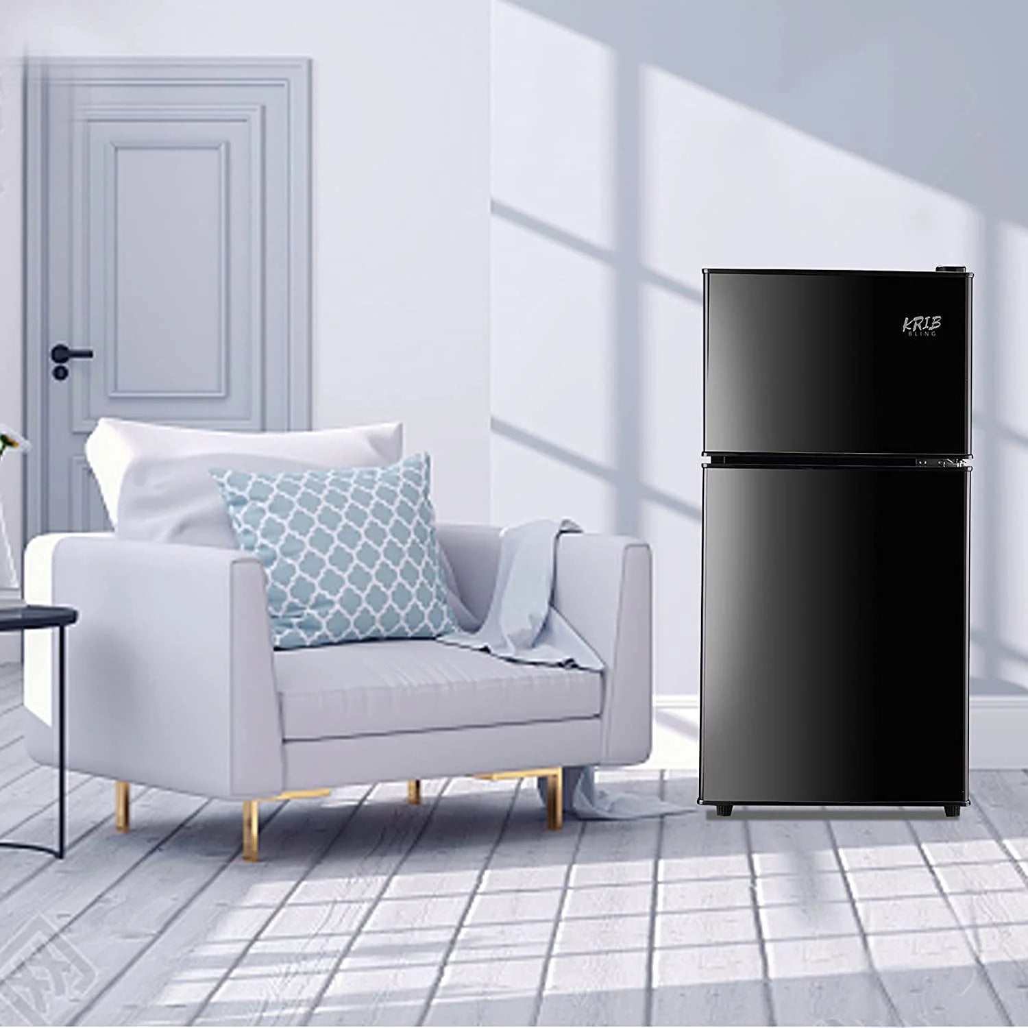 GGTB 3.2 Cu ft Two Door Mini Fridge with Freezer, Black Y16857