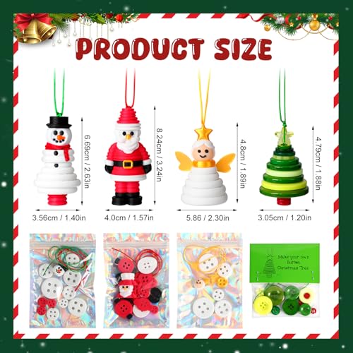Faneswalk DIY Christmas Button Ornament Making Set, 4PCS L700