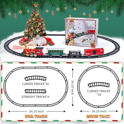 Letapapa Train Set with Steam Locomotive, Tracks, Lights & Sound for Kids A3170