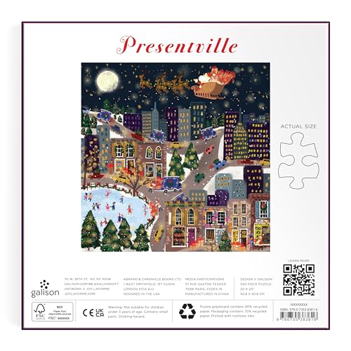 Galison Winter Lights Foil Puzzle, 500 Pieces, 20" x 20" Holiday Jigsaw Puzzle P8985