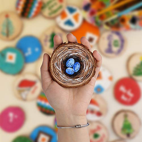 Fuyit Natural Wood Slices 30 Pcs 2.4-2.8 Inches Unfinished Predrilled Wooden Circles for Crafts P544