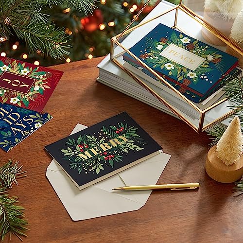 Hallmark Boxed Christmas Cards, Jewel-Tone Floral, 72 Cards with Envelopes H490