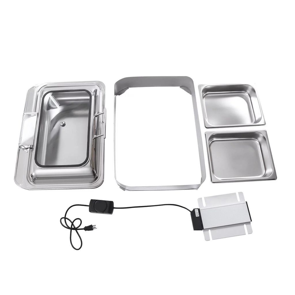 9L Electric Food Warmer with 2 Trays Countertop Buffet Server Y954