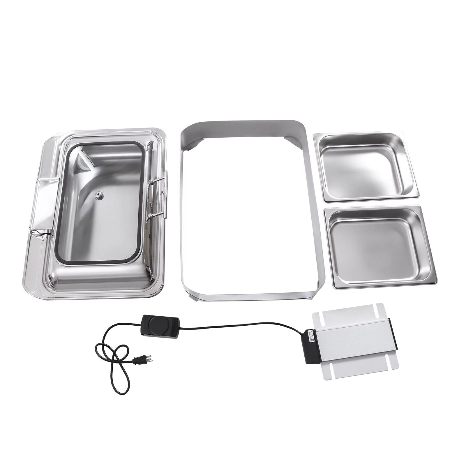9L Electric Food Warmer with 2 Trays Countertop Buffet Server Y954