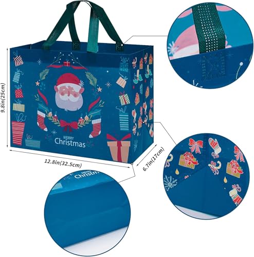 24 Pack Christmas Gift Bags Assorted Sizes with Handle, Non-Woven Reusable Tote I711017
