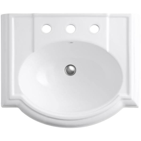 Kohler K-2286-8-0 Devonshire 24x22 Pedestal Bathroom Sink White Z793021