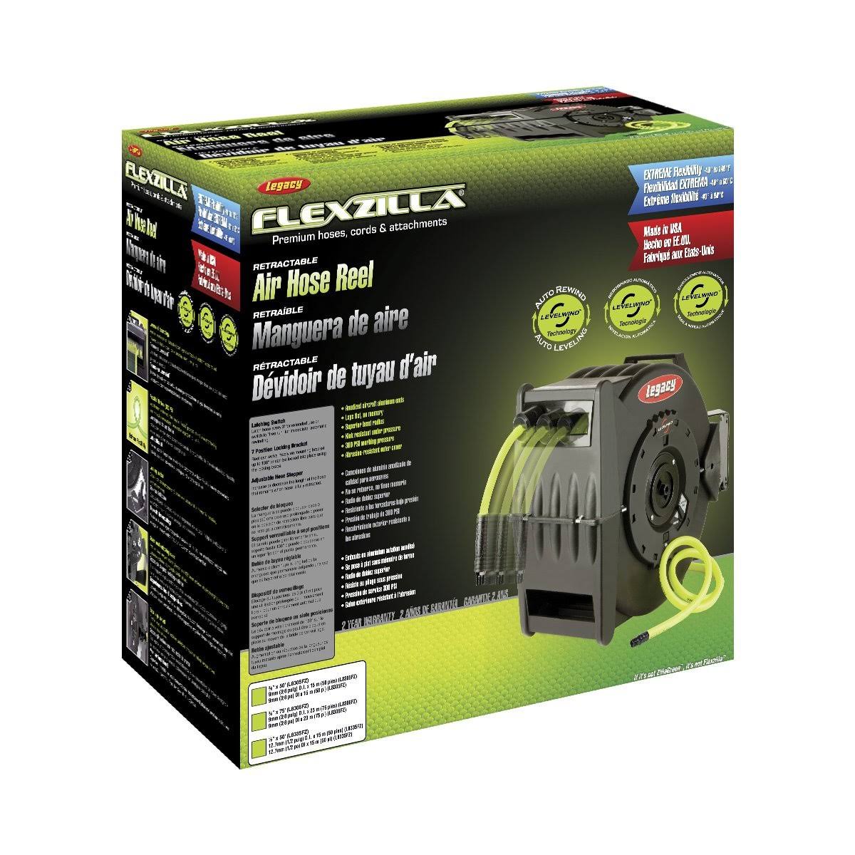 Legacy L8306FZ Flexzilla Retractable Air Hose Reel, 3/8x22 x 75 ft Y921396